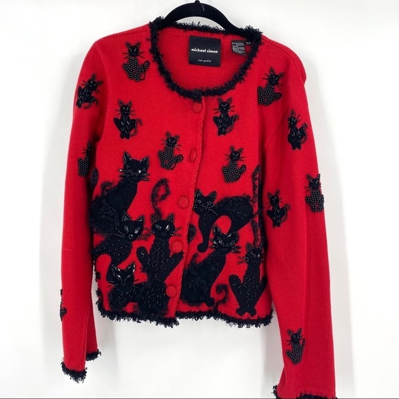 Michael Simon Kitty Kat Vintage Sweater Size P/M - Picture 1 of 14